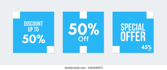Editable Social media banner. Social media post with blue color concept and clean square shape. Suitable for food promotion. Discount banner template illustration