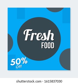 Editable Social media banner. Social media post with blue color concept. Suitable for food promotion purpose. Discount banner template illustration