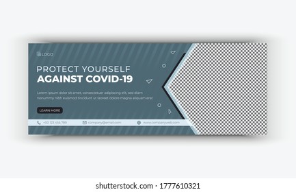 Editable Social Media Cover Page Design template, Coronavirus or COVID-19 campaign for social media banner template. Stay Safe Social Media Post Template, Corona virus campaign banner