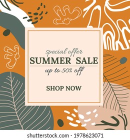 Editable social media frames, post templates. Boho elegant background. Layout for business : new arrival, new collection, sale, shop now, follow us. For fashion shops, brand. 