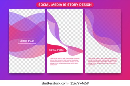 editable social media instagram story frame streaming set background template in  trendy colorful fluid spectrum layer gradient transparent 