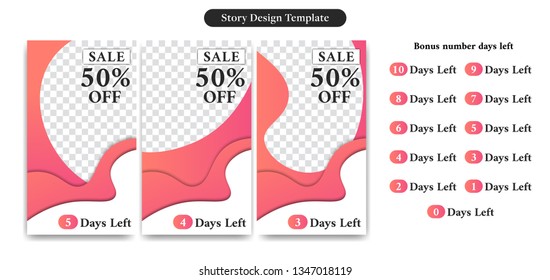 Editable Social Media Instagram Story Template in Trendy abstract Liquid paper cut style for product sale or discount with number days left set kit