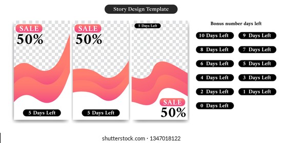 Editable Social media Instagram story design template for sale discount, ad, promotion, banner, flyer with number days left in trendy curve gradient