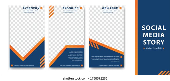 An Editable Social Media Instagram Story Template In Blue Orange Corporate Style, A Company Branding Simple Cover Banner. 