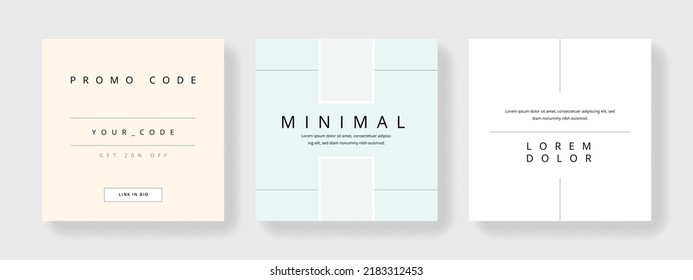 Editable social media layouts, square web banners for business networks, vector background for branding, minimalist online presentation for digital marketing, universal mobile templates, post mockups