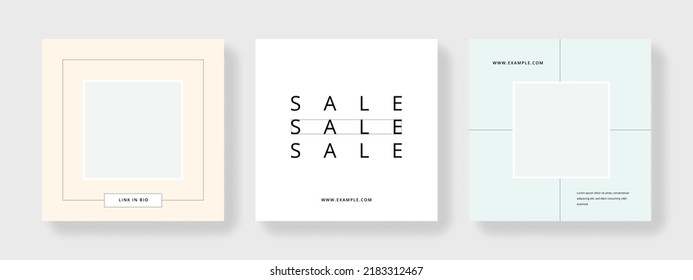 Diseños de medios sociales editables, banners web cuadrados para redes de negocios, fondo vectorial para la marca, presentación online minimalista para el marketing digital, plantillas móviles universales, maquetas postales