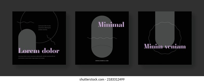 Diseños de medios sociales editables, banners web cuadrados para redes de negocios, fondo vectorial para la marca, presentación online minimalista para el marketing digital, plantillas móviles universales, maquetas postales