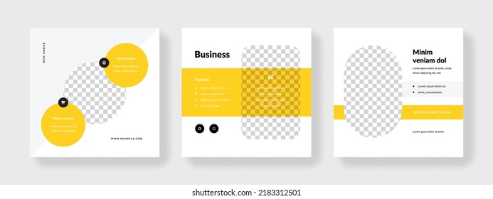 Editable social media layouts, square web banners for business networks, vector background for branding, minimalist online presentation for digital marketing, universal mobile templates, post mockups