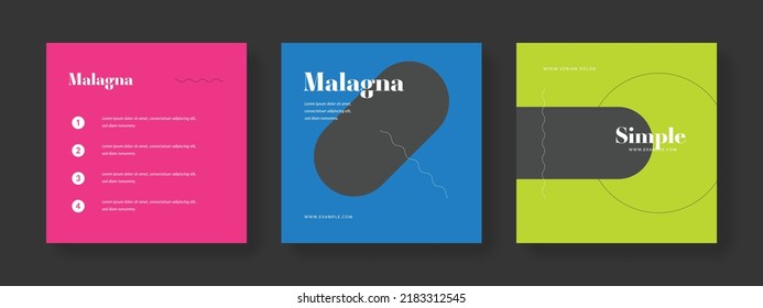Editable social media layouts, square web banners for business networks, vector background for branding, minimalist online presentation for digital marketing, universal mobile templates, post mockups