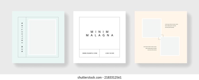 Editable social media layouts, square web banners for business networks, vector background for branding, minimalist online presentation for digital marketing, universal mobile templates, post mockups