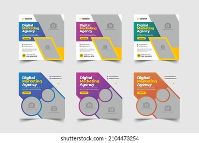 Editable social media post banner template. Easy to use unique modern promotion web banner corporate business marketing