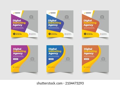 Editable social media post banner template. Easy to use unique modern promotion web banner corporate business marketing