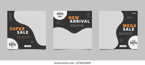 Plantilla de banner para publicación en medios sociales editable. Diseño de banner cuadrado de promoción de moda moderna. Publicaciones en medios sociales y anuncios web. Ilustración del vector