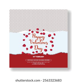 editable Social media post banner ads template for Happy Valentine's Day sale offer and valentines day celebration night party invitation greeting card template