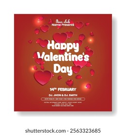 editable Social media post banner ads template for Happy Valentine's Day sale offer and valentines day celebration night party invitation greeting card template