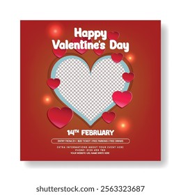 editable Social media post banner ads template for Happy Valentine's Day sale offer and valentines day celebration night party invitation greeting card template