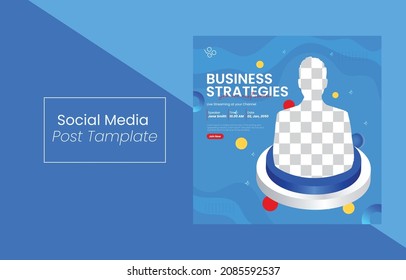 Editable social media post banners template for Business promotion, Social media post templates set for business with geometric pattern design element and trendy blue gradient colors. vector