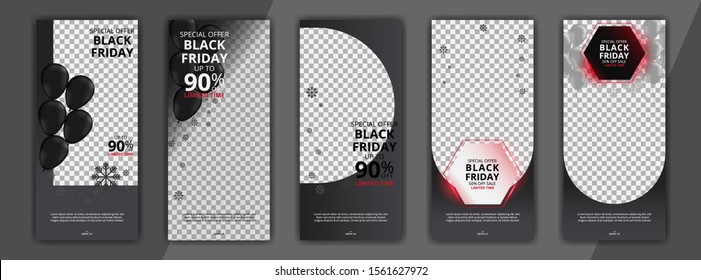 editable social media post black friday discount sale templates bundle set for digital marketing. banners social media post. stories social media post. stories banners sale bundle set.