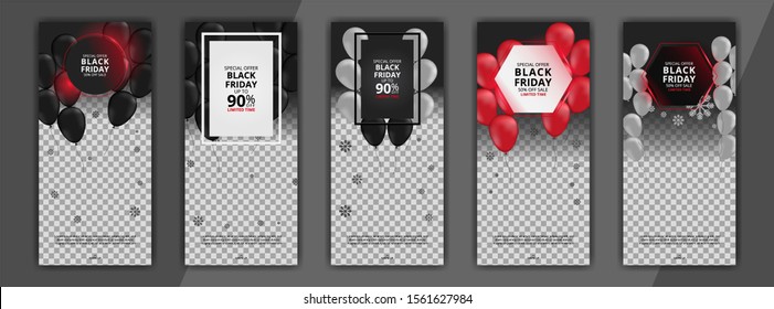 editable social media post black friday discount sale templates bundle set for digital marketing. banners social media post. stories social media post. stories banners sale bundle set.