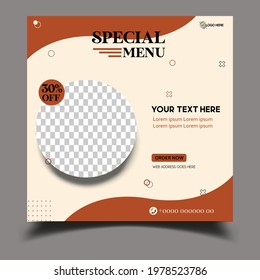 Editable social media post for Coffee shop , Cafeteria. restaurant menu  . Food ads.