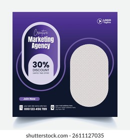 editable social media post for corporate business marketing agency, web banner, ads design, promotional advertising template for social media square flyer or poster