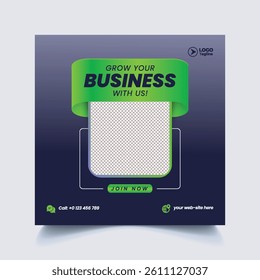 editable social media post for corporate business marketing agency, web banner, ads design, promotional advertising template for social media square flyer or poster