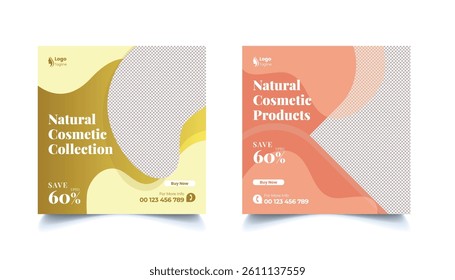 editable social media post for cosmetics products sale, cosmetics web banner design for beauty salon and spa promotional advertising template, organic cosmetics social media story design