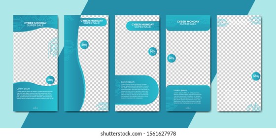 editable social media post cyber monday discount sale templates bundle set for digital marketing. banners social media post. stories social media post. stories banners sale bundle set.