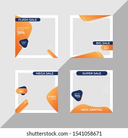 editable social media post discount sale templates bundle set for digital marketing and internet marketing. banners social media post square shapes.