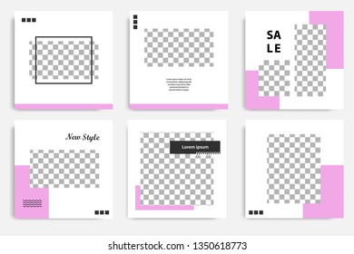 Editable social media post template. Minimalist purple stripe line in white background. Modern geometric shape pattern style, trendy and minimal design background.