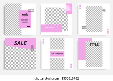 Editable social media post template. Minimalist purple stripe line in white background. Modern geometric shape pattern style, trendy and minimal design background.
