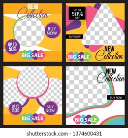 Editable social media post template set,promotional ads template set,online banner template set.