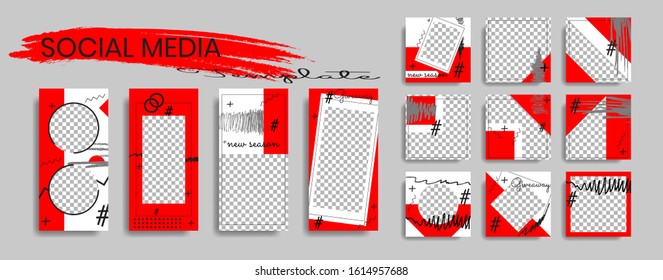 Editable social media post template. instagram story collections and post frame. Collage. Giveaway. layout. Mock up for marketing promotion. cover. banner. Social networking background. square puzzle.