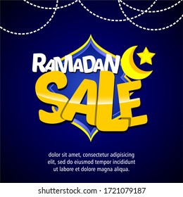 Editable social media post template for Ramadan season with comic pop art style design. Islamic social media banner for digital marketing. Vector illustration