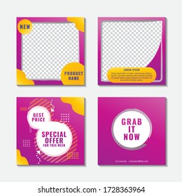 Editable Social Media Post Template. Elegant Sale and Discount Promo Web Banner. Colorful Flyer Design. Anyone can use This Design Easily. Yellow Orange Purple Orange White Color