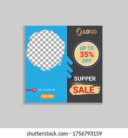 Editable social media post template banner.