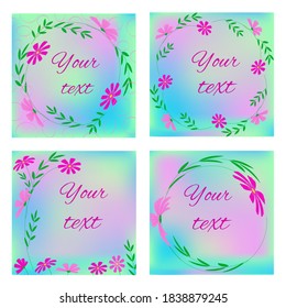 Plantilla de publicación de medios sociales editable. Conjunto de fondo cuadrado rosa floral.