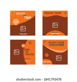 Editable social media post template for travel holiday tourism, tour, Banner advertising. color with shape. Suitable for social media. Special Offer online poster stories