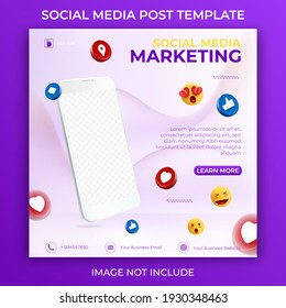 Editable Social Media Post Template. 3D Social Media Marketing Banner Ads.