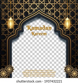 Editable social media post template for Ramadan and Eid season. Islamic social media banner for digital marketing. Vector illustration