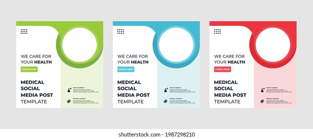 Editable social media post template modern background. Promotional web banner for medical healthcare post. editable social media background sale ads and discount promo 
