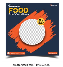 Editable social media post template, Fast food social media template for restaurant, burger, Pizza, banner or poster,  Flyer Design. Restaurant menu design.