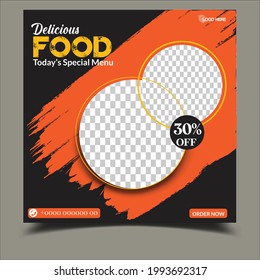 Plantilla de publicación de medios sociales editable, plantilla de medios sociales de comida rápida para restaurante, hamburguesa, pizza, cartel o afiche, Diseño de volante. Diseño de la carta del restaurante.