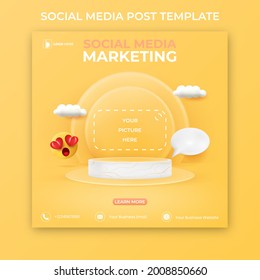 editable social media post template. 3D social media banner ads.