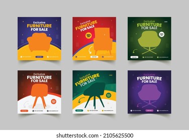 Editable social media post template for furniture sale business and home interior banner for digital marketing web banner