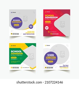 Editable social media post template for School admission, college, university, education and back to school web banner template
