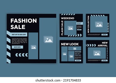 Plantilla de publicación de medios sociales editable para ventas de moda. Banner gráfico cuadrado para publicidad en línea y marketing digital. Adecuado para publicaciones en medios sociales y publicidad en internet.