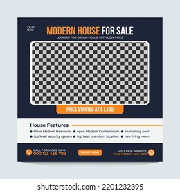 editable social media post template for Real Estate home sale