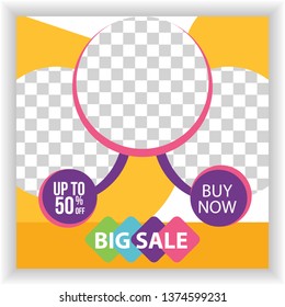 Editable social media post template,online ads template,online promotion template.Fashion items sale online banner.
