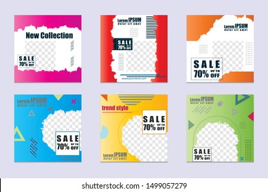 Editable social media post templates, Instagram story collections, social networking frames, layout designs, Mock-ups for marketing promotions, covers, banners, backgrounds, square puzzles. vector